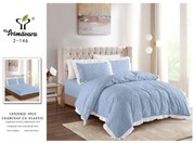 Lenjerie De Pat Dublu 4 Piese Cu Volanase Si Fluturi -  Bleu