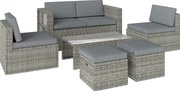 Outsunny Set de Grădină din Ratan 6 Locuri, Design Compact, Gri Închis | Aosom Romania