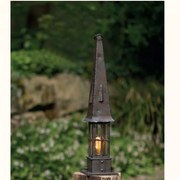 Stalp lumina piedestrala design medieval, iluminat exterior din fier forjat inaltime 74,5cm AL 6842