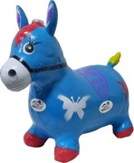 Calut de sarit gonflabil NOVOKIDS™ Jumping Donkey, Cu sunete si lumini, Dimensiuni 55X50X25 cm, Pentru interior si exterior, Max 50 kg, Albastru
