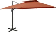 vidaXL Umbrelă în consolă cu înveliș dublu, cărămiziu, 300x300 cm
