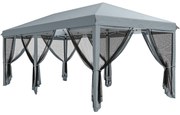 Outsunny Pergolă Pliabilă cu 6 Plase de Țânțari, Pergolă de Grădină cu Structură din Oțel, 591x295cm, Crem Alb | Aosom Romania