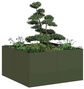 vidaXL Jardinieră verde măsline 80x80x40 cm oțel laminat la rece