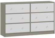 HOMCOM Comodă cu 6 sertare pentru dormitor, alb și gri | Aosom Romania