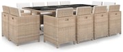 vidaXL Set mobilier de exterior cu perne, 13 piese, bej, poliratan