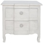 Noptiera alba, din lemn de pin, cu 2 sertare, aspect vintage, Elisa