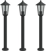 vidaXL Lămpi de podea de exterior 3 buc. negru 80 cm oțel inoxidabil