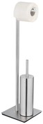 Perie WC cu suport hartie igienica RECCO, 2 în 1, Argintiu, 71,5x20 cm, WENKO