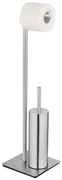 Perie WC cu suport hartie igienica RECCO, 2 în 1, Argintiu, 71,5x20 cm, WENKO