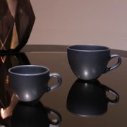 Set 48 Cesti Cafea Vulcano (24 Cesti Espresso 70ml, 24 Cesti Cappuccino 200ml) Negru Mat Carbon