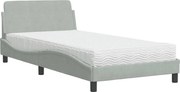 vidaXL Pat cu saltea, Dover, gri deschis, 100x200 cm, catifea