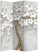 Paravan - Copac alb cu flori (126x170 cm)