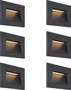 Set de 6 Aplice Moderne Incastrabile Negre 11.5cm Incl. LED IP65 - Trem