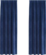 vidaXL Perdele opace 2 pcs Albastru închis 140 x 225 cm Catifea