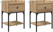 vidaXL Noptieră 2 pcs Stejar Artizanal 40 x 29 x 60 cm Lemn compozit