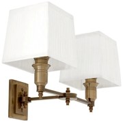 Aplica de perete moderna LUX dubla, finisaj brass cu abajur alb, Lexington Duble 108935 HZ