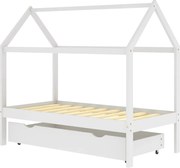vidaXL Cadru pat de copii cu un sertar, alb, 80x160 cm, lemn masiv pin