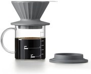 Cana cu filtru de cafea Buydeem CD1024-IG, 300 ml, Sticla borosilicata, Otel inoxidabil, Gri