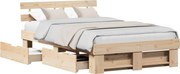 vidaXL Cadru de pat cu headboard Maro 120 x 200 cm Lemn de pin masiv