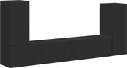 vidaXL Set comodă TV 4 pcs Negru Lemn compozit