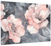 Tablou pe sticlă - Schiță de flori (70x50 cm)