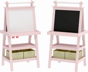 AIYAPLAY Tablă de Desen Dublă Pentru Copii 3-6 Ani, 59x48x118 cm, Roz | Aosom Romania