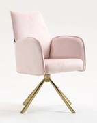 HR280 BAZĂ STEA Scaun Roz din Catifea cu Bază Aurie