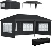Outsunny Tonelă pop-up pliabilă - cort de recepție - 3 x 6 m 3 părți detașabile negru | Aosom Romania