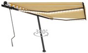 vidaXL Copertină retractabilă manual cu LED, galben și alb, 450x300 cm