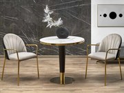 Masă de sufragerie Marva (Marmură albă + Negru + Auriu). Promo -6%. 1049561