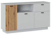 Comoda VERO, alb/stejar, PAL laminat/MDF, 145x40x83 cm