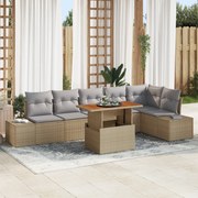 vidaXL Set de masă pentru grădină 7 pcs Bej și gri 100 x 55 x 73 cm