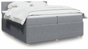 vidaXL Pat box spring cu saltea, gri deschis, 200x200 cm, textil
