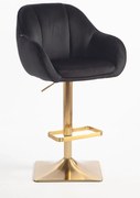 HR2055KW Scaun Neagră din Catifea cu Bază Aurie
