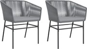 vidaXL Scaune de grădină, 2 buc., cu perne, gri, poliratan