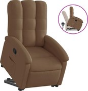 vidaXL Fotoliu rabatabil cu ridicare pe verticală, maro, textil