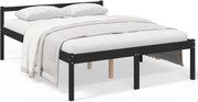 vidaXL Pat pentru seniori king, negru, 150x200 cm, lemn masiv de pin