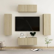 vidaXL Set de dulapuri TV, 4 piese, stejar sonoma, lemn prelucrat