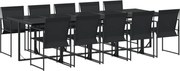 vidaXL Set mobilier de grădină, 11 piese, negru, textilenă