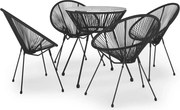 vidaXL Set mobilier de exterior, 5 piese, negru, ratan PVC