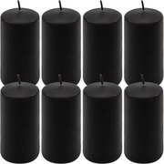 Set de lumânări cilindrice, 10 cm, Ø 5 cm, negru, 8 buc.
