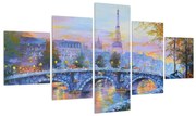 Tablou cu peisaj pictat cu turnul Eiffel (125x70 cm), în 40 de alte dimensiuni noi