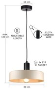 Lustră pe cablu LATTE 1xE27/60W/230V bej/negru