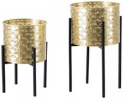 Set 2 suporturi pentru ghivece aurii/negre din metal, ∅ 21 - ∅ 19 cm, Glissy Mauro Ferretti