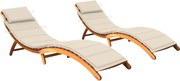 vidaXL Șezlonguri cu perne, 2 buc., lemn masiv de acacia