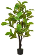 Ficus Artificial 130cm de Interior si Exterior, Planta Artificiala cu efect Realist cu 78 de Frunze HOMCOM | Aosom Romania