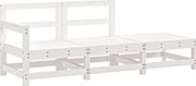vidaXL Set mobilier de grădină, 3 piese, alb, lemn masiv de pin