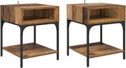 vidaXL Noptieră 2 pcs Lemn vechi 40 x 40 x 50 cm Lemn compozit