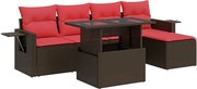vidaXL Set mobilier grădină cu perne 6 piese maro poliratan/lemn acacia
