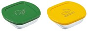 Pyrex Set de 2 recipiente pătrate din sticlă, 0,3l